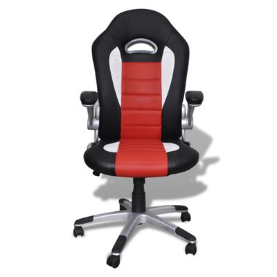 Kancelářská židle z umělé kůže s moderním designem, červená