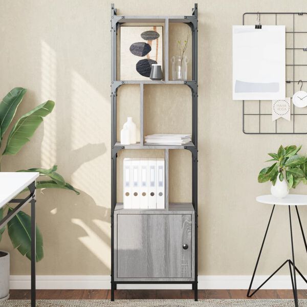 vidaXL Knihovna s dvířky šedá sonoma 44,5x30x154,5 cm kompozitní dřevo