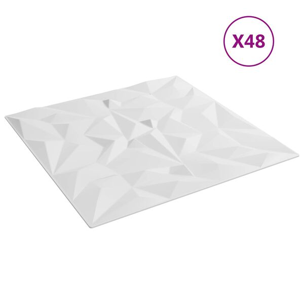 vidaXL N&aacute;stěnn&eacute; panely 48 pcs B&iacute;l&yacute; 50 x 50 cm XPS pěna