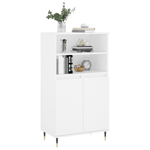 vidaXL Skř&iacute;ň highboard b&iacute;l&aacute; 60 x 36 x 110 cm kompozitn&iacute; dřevo