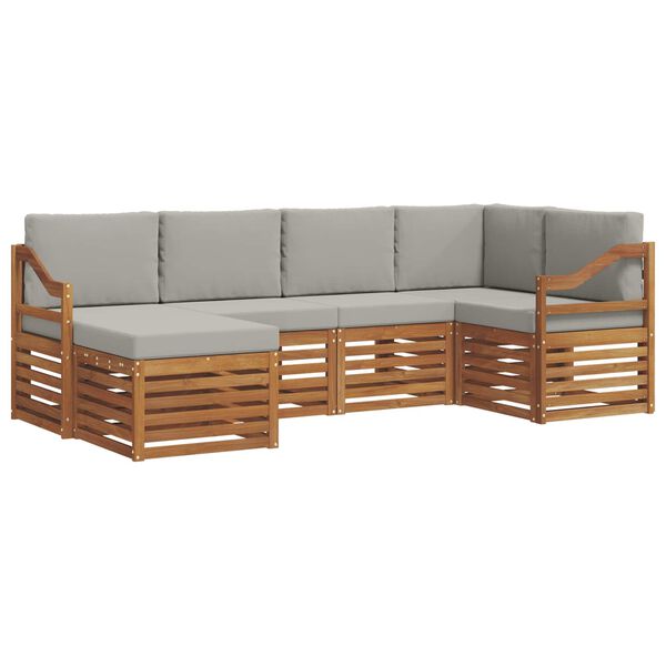 vidaXL Sedac&iacute; soupravy s pol&scaron;t&aacute;řem 6 pcs Př&iacute;rodn&iacute; a světle &scaron;ed&aacute;