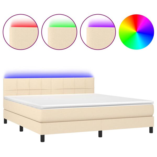 vidaXL Box spring postel s matrac&iacute; a LED kr&eacute;mov&aacute; 180x200 cm textil