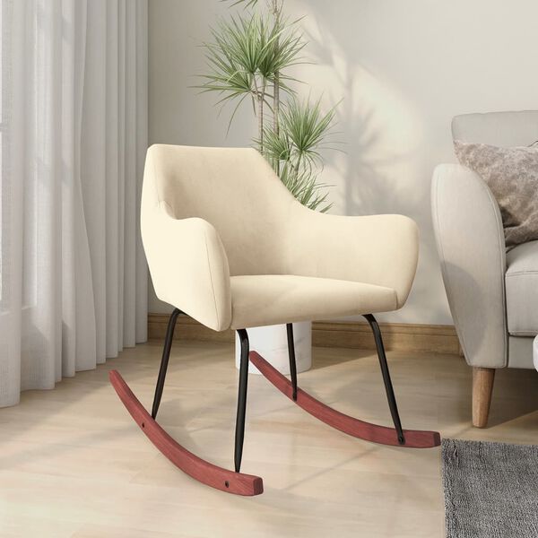 vidaXL Houpac&iacute; křeslo kr&eacute;mově samet