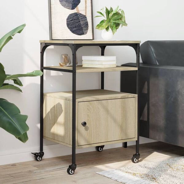 vidaXL Stojan na tisk&aacute;rnu 3patrov&yacute; dub sonoma 50 x 40 x 76 cm kompozit