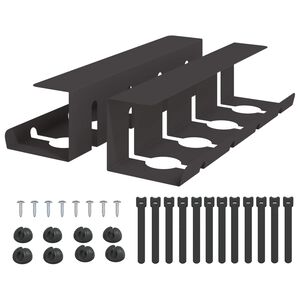 vidaXL Tray na kabely pod stolem 2 ks Čern&aacute; 43 x 12 x 10 cm Ocel