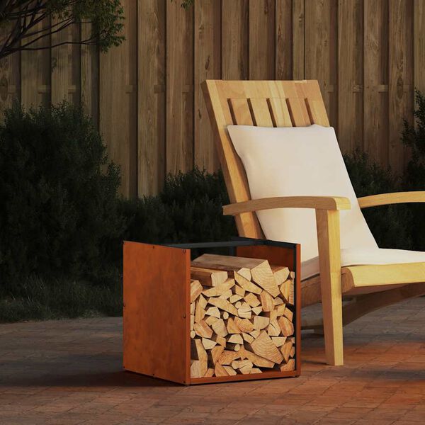 vidaXL Stojan na palivov&eacute; dřevo 40x40x40 cm povětrnostně odoln&aacute; ocel