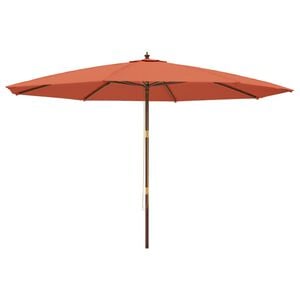 vidaXL Zahradn&iacute; slunečn&iacute;k s dřevěnou tyč&iacute; terakotov&yacute; 400 x 273 cm