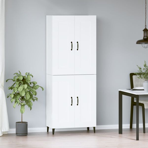 vidaXL Skř&iacute;ň highboard b&iacute;l&aacute; 69,5 x 34 x 180 cm kompozitn&iacute; dřevo