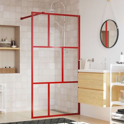 vidaXL Zástěna do průchozí sprchy čiré ESG sklo červená 115 x 195 cm