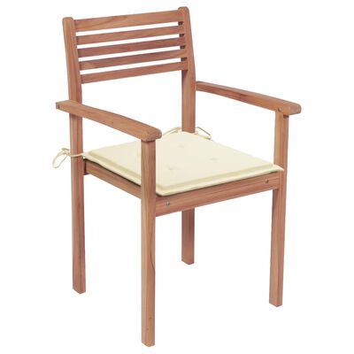 vidaXL Zahradní židle 2 ks s krémovými poduškami masivní teak