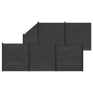 vidaXL Sada plotů 6 ks 965 x 186 cm WPC a hlin&iacute;k Čern&aacute;