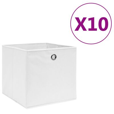 vidaXL Úložné boxy 10 ks netkaná textilie 28 x 28 x 28 cm bílé