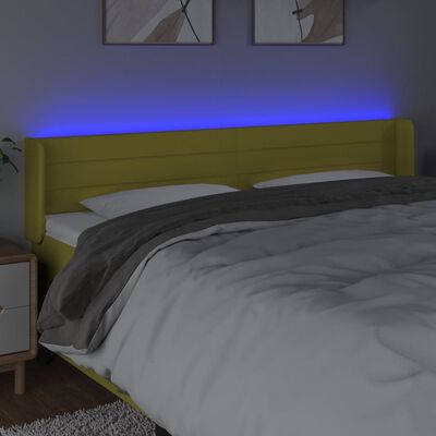 vidaXL Čelo postele s LED zelené 163 x 16 x 78/88 cm textil