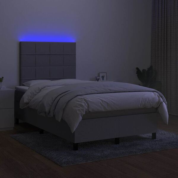 vidaXL Box spring postel s matrac&iacute; a LED světle &scaron;ed&aacute; 120x190 cm textil