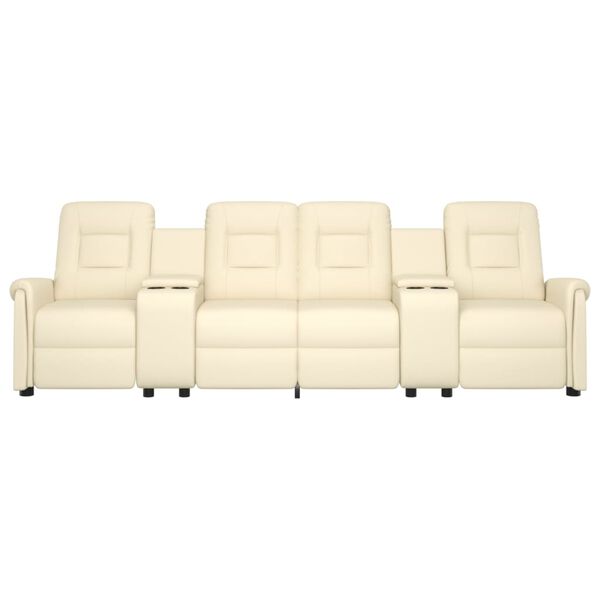 vidaXL 4místné masážní polohovací křeslo s držáky nápojů krémové