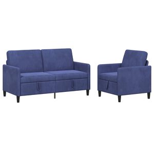 vidaXL Sedačka se storage 2 ks Policov&aacute; modr&aacute; Polyester