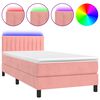 vidaXL Box spring postel s matrac&iacute; a LED růžov&aacute; 80 x 200 cm samet