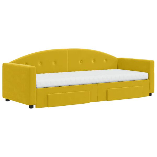 vidaXL Válenda s přistýlkou a zásuvkami žlutá 80 x 200 cm samet