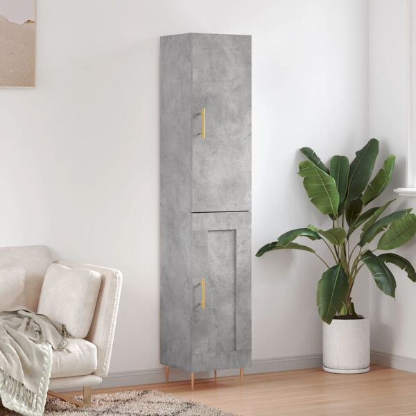 vidaXL Skř&iacute;ň highboard betonově &scaron;ed&aacute; 34,5x34x180 cm kompozitn&iacute; dřevo