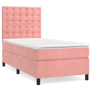 vidaXL Box spring postel s matrac&iacute; růžov&aacute; 80 x 200 cm samet