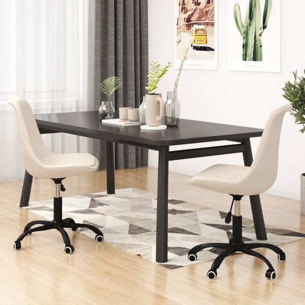 vidaXL Otočn&eacute; j&iacute;deln&iacute; židle 2 ks kr&eacute;mov&eacute; textil