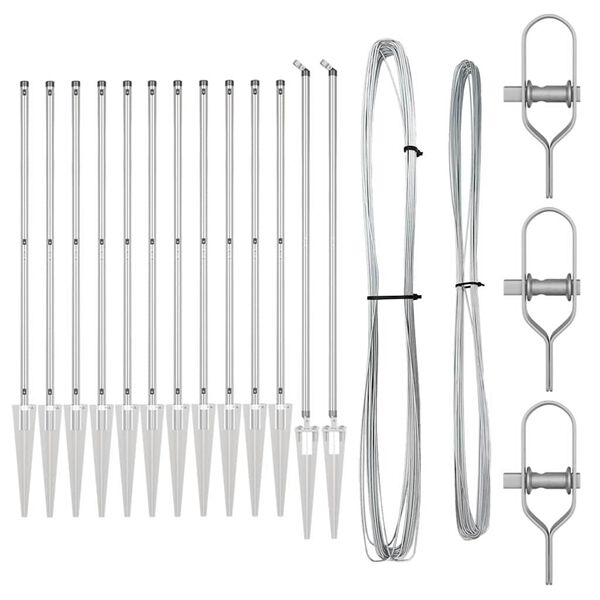 vidaXL Plotové sloupky 13 pcs Stříbrná Ø32mm 160 cm Pozinkovaná ocel