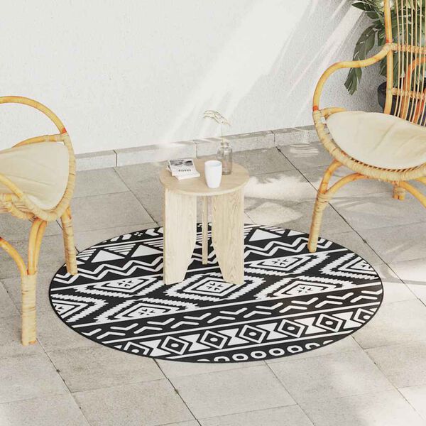 vidaXL Venkovní koberec ARAKIL černý Ø 120 cm PP