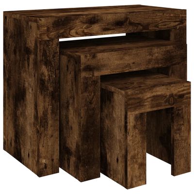vidaXL Hnízdové konferenční stolky 3 ks kouřový dub kompozitní dřevo