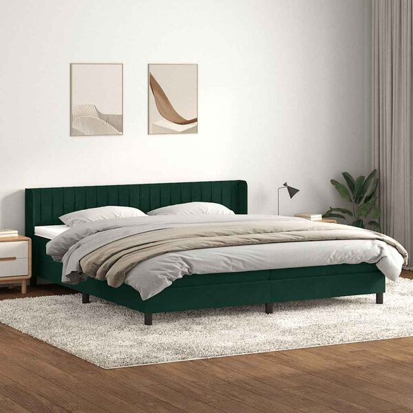 vidaXL Box spring postel s matrac&iacute; tmavě zelen&aacute; 180x220 cm samet