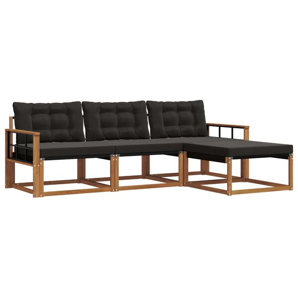 vidaXL Venkovn&iacute; pohovkov&aacute; souprava s pol&scaron;t&aacute;řem 4 pcs Přirozen&aacute; a čern&aacute;