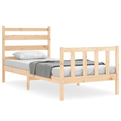 vidaXL Rám postele s čelem Small Single masivní dřevo