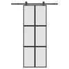 vidaXL Posuvn&eacute; dveře s kov&aacute;n&iacute;m 76x205 cm tvrzen&eacute;ho sklo a hlin&iacute;k
