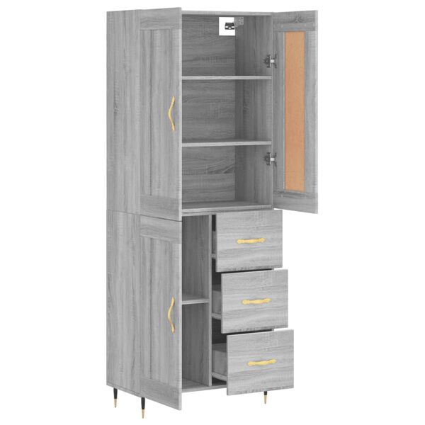 vidaXL Skř&iacute;ň highboard &scaron;ed&aacute; sonoma 69,5 x 34 x 180 cm kompozitn&iacute; dřevo