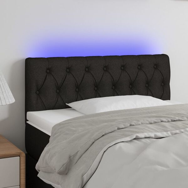 vidaXL Čelo postele s LED černé 100 x 7 x 78/88 cm textil