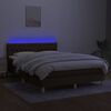 vidaXL Box spring postel s matrac&iacute; a LED tmavě hněd&aacute; 140x200 cm textil