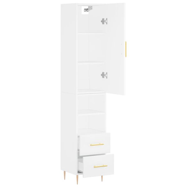 vidaXL Skř&iacute;ň highboard b&iacute;l&aacute; 34,5 x 34 x 180 cm kompozitn&iacute; dřevo
