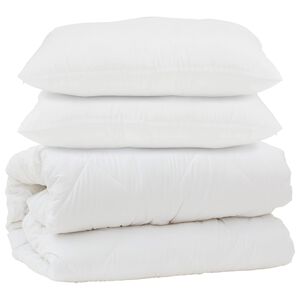 vidaXL Přikr&yacute;vka s pol&scaron;t&aacute;řem 3 pcs B&iacute;l&aacute; Mikrovl&aacute;kno