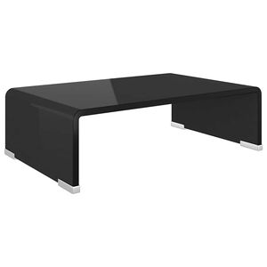 vidaXL TV stolek / podstavec na monitor čern&eacute; sklo 40x25x11 cm