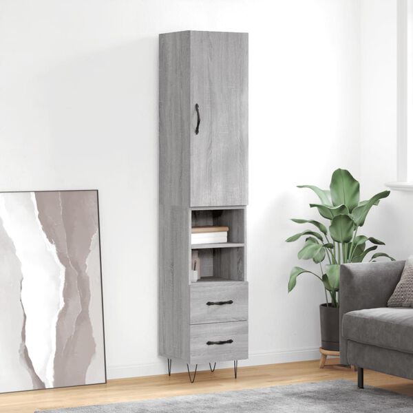 vidaXL Skř&iacute;ň highboard &scaron;ed&aacute; sonoma 34,5 x 34 x 180 cm kompozitn&iacute; dřevo