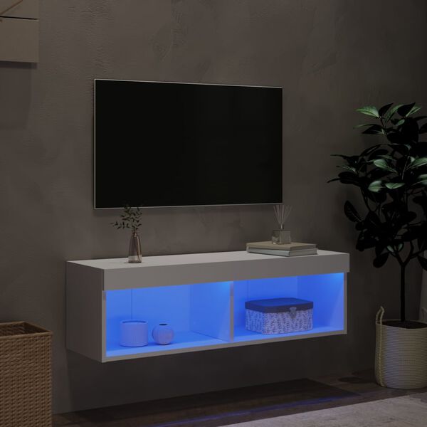 vidaXL TV skř&iacute;ňka s LED osvětlen&iacute;m b&iacute;l&aacute; 100 x 30 x 30 cm