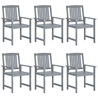 vidaXL Zahradní židle s poduškami 6 ks masivní akáciové dřevo šedé