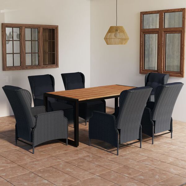 vidaXL 7d&iacute;ln&yacute; zahradn&iacute; j&iacute;deln&iacute; set tmavě &scaron;ed&yacute;