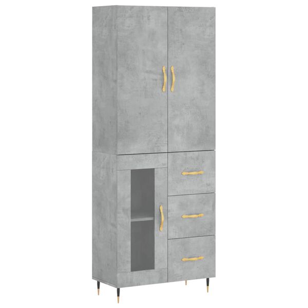 vidaXL Skř&iacute;ň highboard betonově &scaron;ed&aacute; 69,5x34x180 cm kompozitn&iacute; dřevo