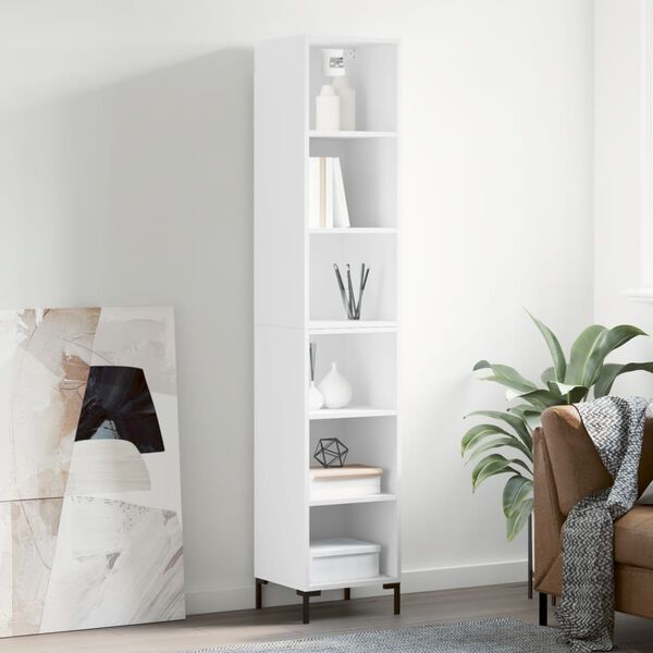 vidaXL Skř&iacute;ň highboard b&iacute;l&aacute; 34,5x32,5x180 cm kompozitn&iacute; dřevo