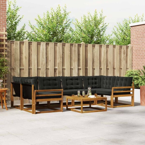 vidaXL Venkovn&iacute; pohovkov&aacute; souprava s pol&scaron;t&aacute;řem 7 pcs Přirozen&aacute; a čern&aacute;