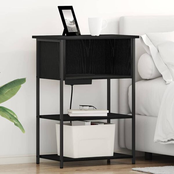 vidaXL Nočn&iacute; skř&iacute;ňka Čern&yacute; dub 55 x 31 x 76 cm kompozitn&iacute; dřevo