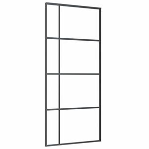 vidaXL Posuvn&eacute; dveře ml&eacute;čn&eacute; ESG sklo a hlin&iacute;k 90 x 205 cm čern&eacute;