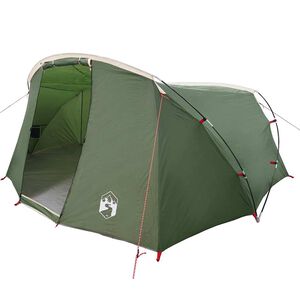 vidaXL Trojpl&aacute;&scaron;ťov&yacute; stan pro 4 osoby Zelen&aacute; a b&iacute;l&aacute; 318 x 275 x 140 cm