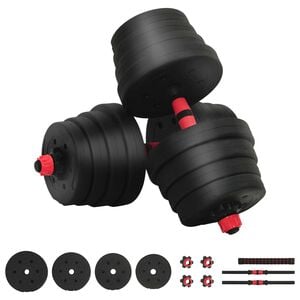 vidaXL 2v1 sada činek a tyče 30 kg Čern&aacute; a červen&aacute;