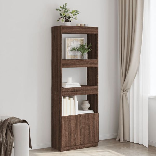 vidaXL Skř&iacute;ň highboard hněd&yacute; dub 63 x 33 x 180 cm kompozitn&iacute; dřevo